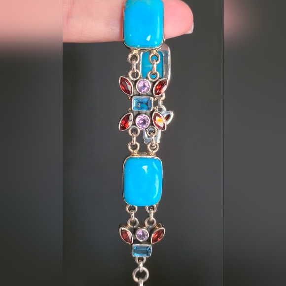 Nicky Butler Jewelry - Nicky Butler Turquoise Garnet 925 Sterling Silver Designer Bracelet Amethyst NB
